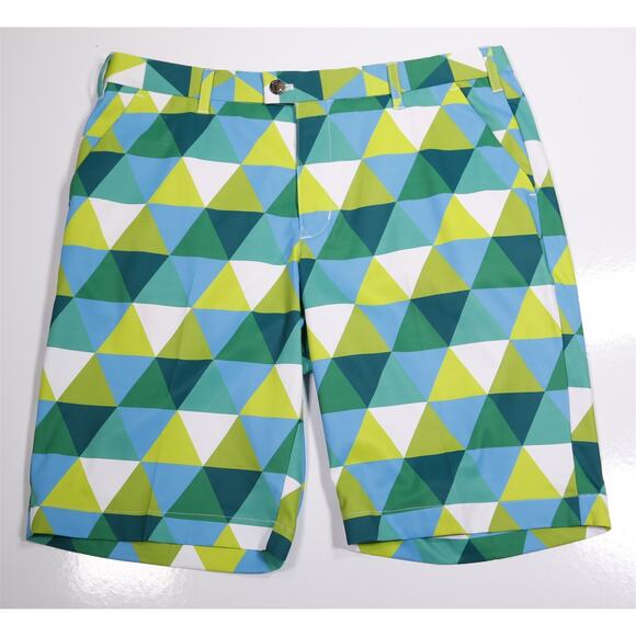 Loudmouth Golf Blue Green Arglye Diamond Performance Shorts 36 - Picture 1 of 6